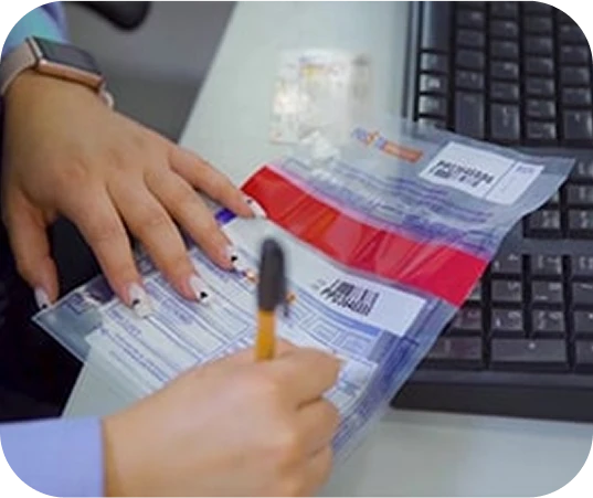 Cliente firmando documento para empeño de joyas